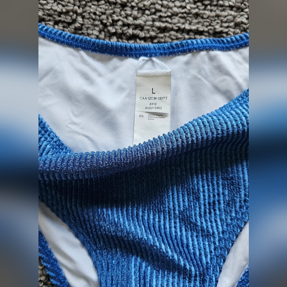 Cupshe Blue Ribbed Bikini Set - Picture 2 of 6